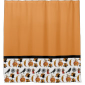  Halloween Pattern Black en Oranje Douchegordijn (Voorkant)