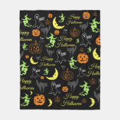 Halloween Pattern Black Fleece Deken (Voorkant)