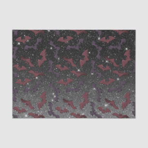 Halloween Pattern Black Glitter Bats Flying Tissuepapier
