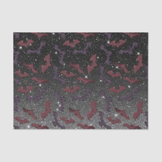 Halloween Pattern Black Glitter Bats Flying Tissuepapier (Voorkant)