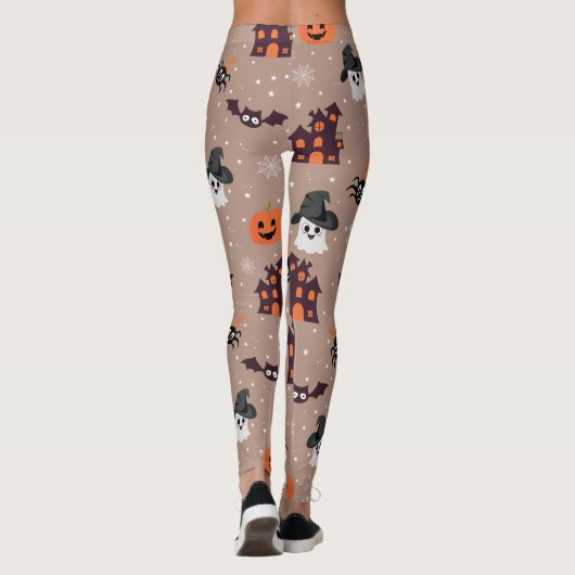 Halloween Pattern Bleke Taupe Leggings (Achterkant)