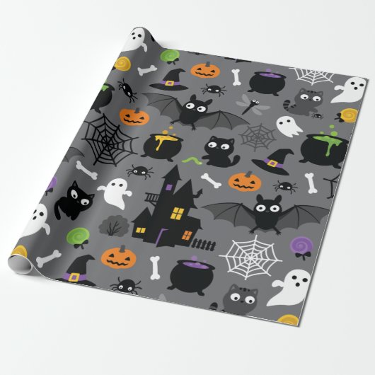 Halloween Pattern Cadeaupapier (Uitgerold)