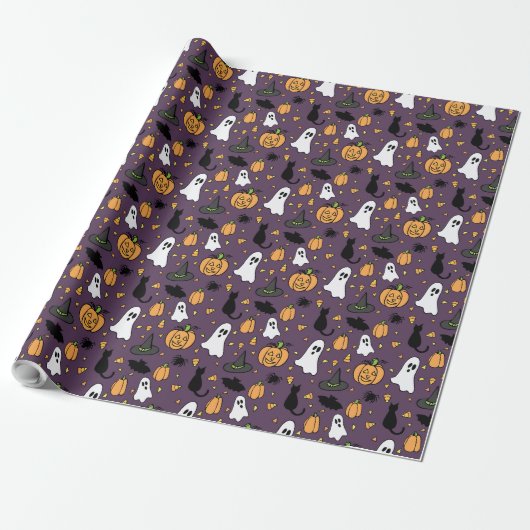 Halloween Pattern Cadeaupapier (Uitgerold)