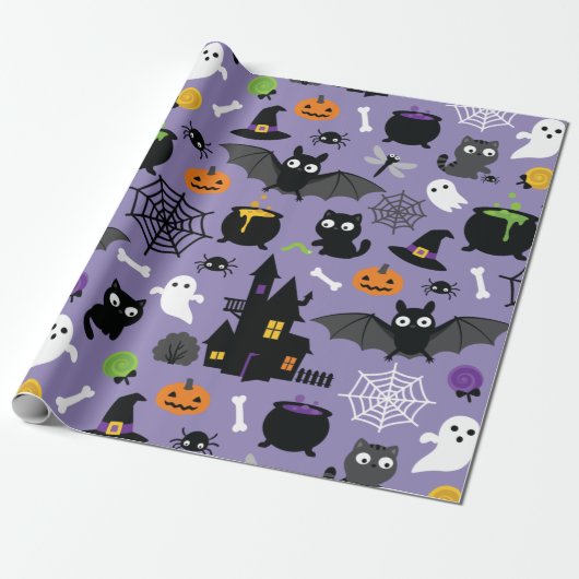 Halloween Pattern Cadeaupapier (Uitgerold)