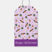 Halloween Pattern Dank je Paars Cadeaulabel (Voorkant)