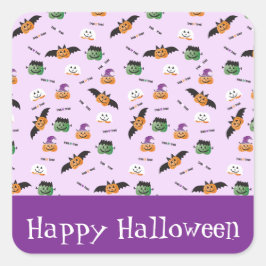Halloween Pattern Dank je Paars Vierkante Sticker