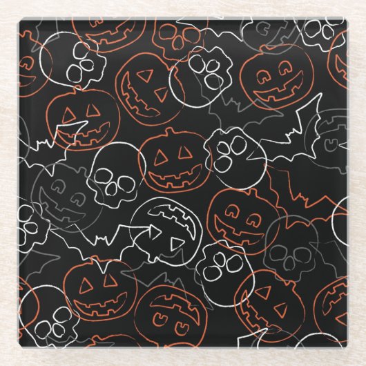 Halloween Pattern Glazen Onderzetter (Voorkant)