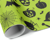 Halloween Pattern Green en Black Cadeaupapier (Rol Hoek)