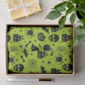 Halloween Pattern Green en Black Tissuepapier (Geschenk)