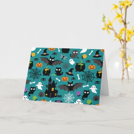 Halloween Pattern Kaart (Gele Bloem)