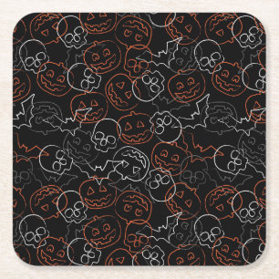 Halloween Pattern Kartonnen Onderzetters