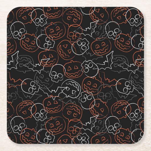 Halloween Pattern Kartonnen Onderzetters (Voorkant)