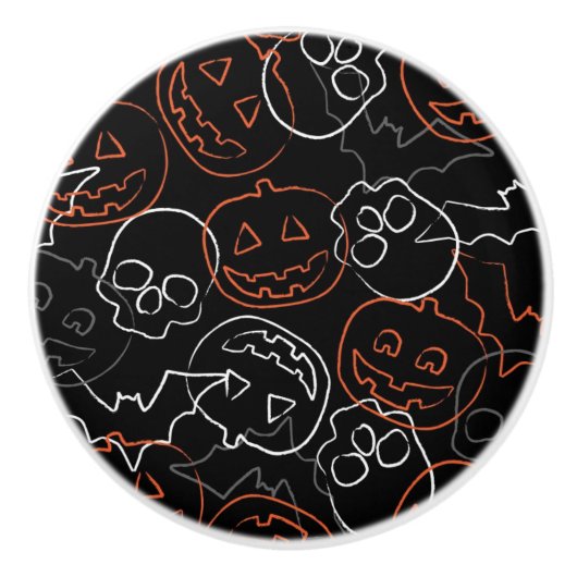 Halloween Pattern Keramische Knop (Voorkant)