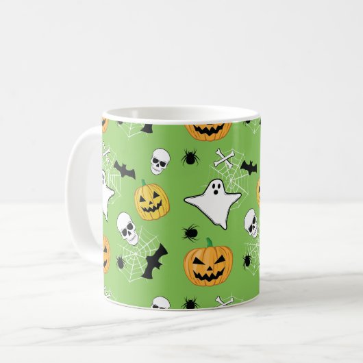 Halloween Pattern Koffiemok (Voorkant links)