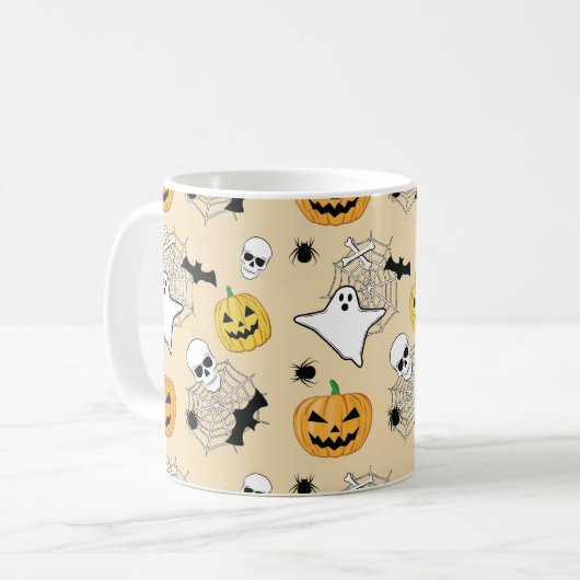 Halloween Pattern Koffiemok (Voorkant links)