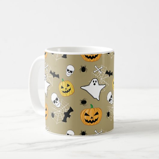 Halloween Pattern Koffiemok (Voorkant links)