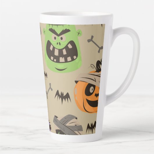 Halloween Pattern Latte Mok (Rechts)