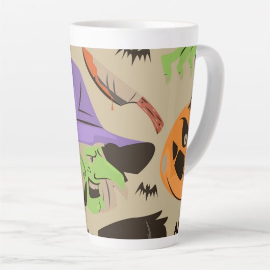 Halloween  Pattern Latte Mok (Rechterhoek)