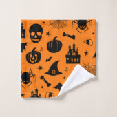 Halloween Pattern Oranje en Black Bad Handdoek (Wasdoekje)