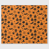 Halloween Pattern Oranje en Black Cadeaupapier (Vlak)