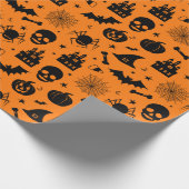 Halloween Pattern Oranje en Black Cadeaupapier (Hoek)