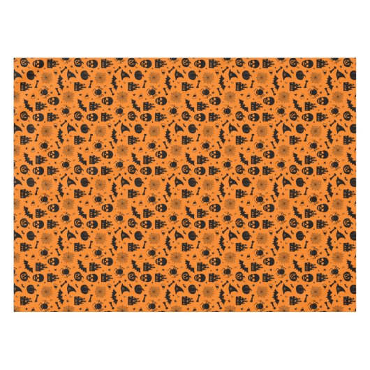 Halloween Pattern Oranje en Black Tafelkleed (Voorkant (Horizontaal))