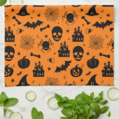Halloween Pattern Oranje en Black Theedoek (Gevouwen)