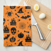 Halloween Pattern Oranje en Black Theedoek (Quarter Fold)