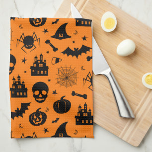 Halloween Pattern Oranje en Black Theedoek