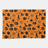 Halloween Pattern Oranje en Black Theedoek (Horizontaal)