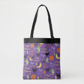 Halloween Pattern Paars Black Trick or treat Tote Bag (Voorkant)