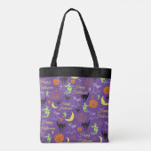 Halloween Pattern Paars Black Trick or treat Tote Bag (Achterkant)