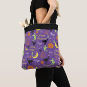 Halloween Pattern Paars Black Trick or treat Tote Bag (Dichtbij)