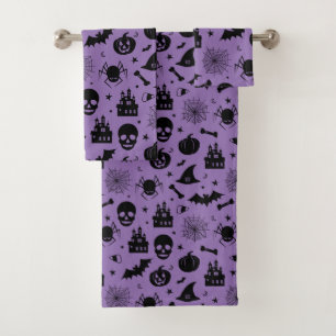 Halloween Pattern Paars en Black Bad Handdoek