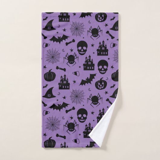 Halloween Pattern Paars en Black Bad Handdoek (Handdoek)