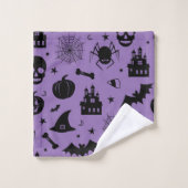 Halloween Pattern Paars en Black Bad Handdoek (Wasdoekje)