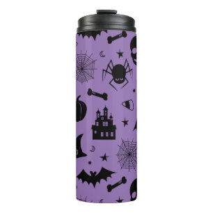 Halloween Pattern Paars en Black Thermosbeker