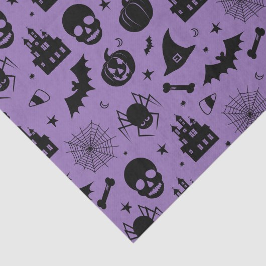 Halloween Pattern Paars en Black Tissuepapier (Detail)