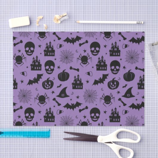 Halloween Pattern Paars en Black Tissuepapier (Craft)