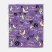 Halloween Pattern Paars Fleece Deken (Voorkant)
