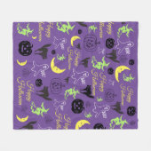 Halloween Pattern Paars Fleece Deken (Voorkant (Horizontaal))