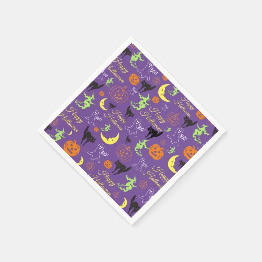 Halloween Pattern Paars Servet (Hoek)