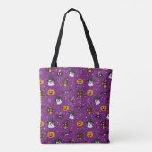 Halloween Pattern Paars Tote Bag (Achterkant)