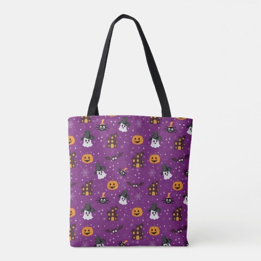 Halloween Pattern Paars Tote Bag (Achterkant)