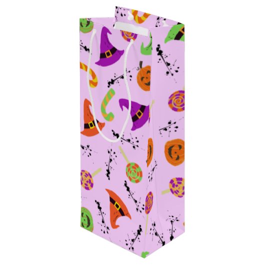 Halloween Pattern Purple Background Wine Gift Bag Wijn Cadeautas (Achterkant Gekanteld)