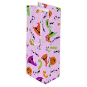 Halloween Pattern Purple Background Wine Gift Bag Wijn Cadeautas (Voorkant Gekanteld)