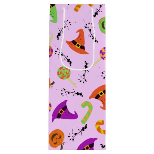 Halloween Pattern Purple Background Wine Gift Bag Wijn Cadeautas (Voorkant)