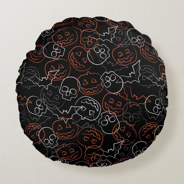 Halloween Pattern Rond Kussen (Voorkant)