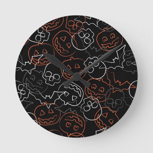 Halloween Pattern Ronde Klok (Voorkant)