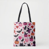 Halloween Pattern Schattigee roze pompoen Tote Bag (Voorkant)